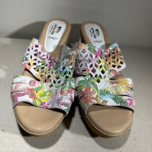Spring Step Viniko Floral Cutout Wedge Slides Womens 41 - Picture 3 of 6